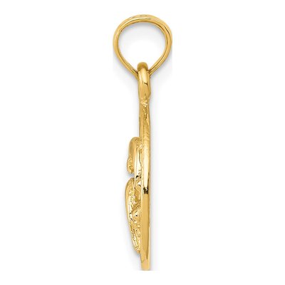 10K Yellow Gold Double Dolphins Circle Pendant – view 3