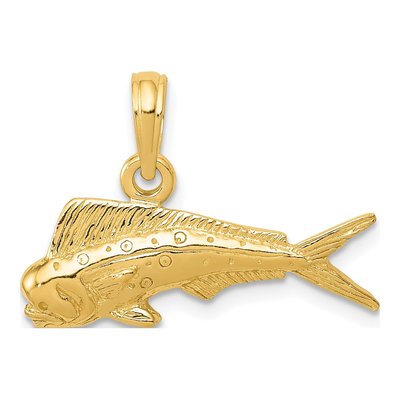10K Yellow Gold Mahi Fish Pendant