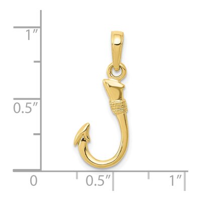 10K Yellow Gold 3D Fish Hook Pendant – view 5
