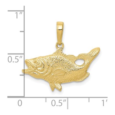 10K Yellow Gold Open Mouthed Bass Fish Pendant – view 3