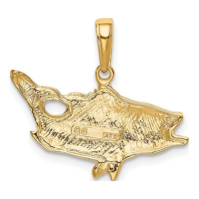10K Yellow Gold Open Mouthed Bass Fish Pendant – view 4