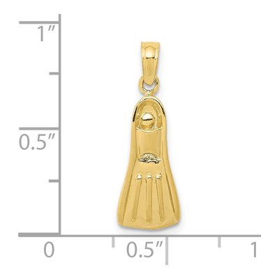 10K Yellow Gold 3-D Scuba Flipper Pendant – view 4