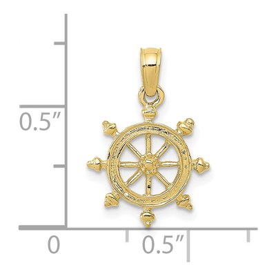10K Yellow Gold Ships Wheel Pendant – view 5