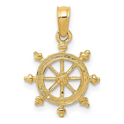 10K Yellow Gold Ships Wheel Pendant