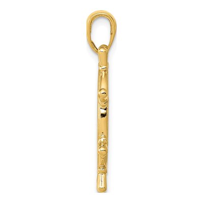10K Yellow Gold 3D Ships Wheel Pendant – view 3