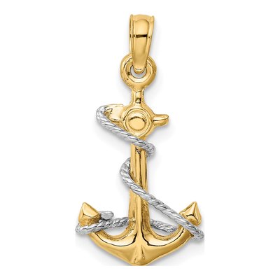 10K Two-Tone Gold 3D Anchor Pendant – view 4