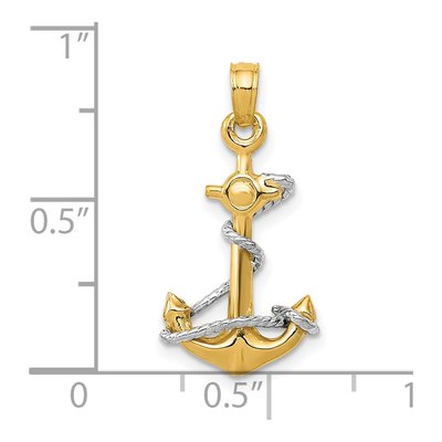 10K Two-Tone Gold 3D Anchor Pendant – view 5