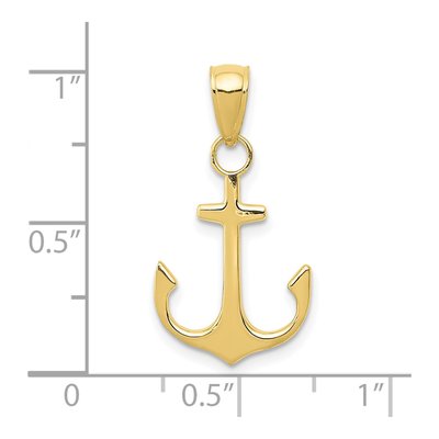 10K Yellow Gold Anchor Pendant – view 4