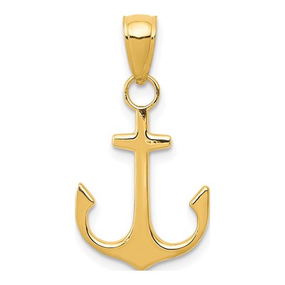 10K Yellow Gold Anchor Pendant
