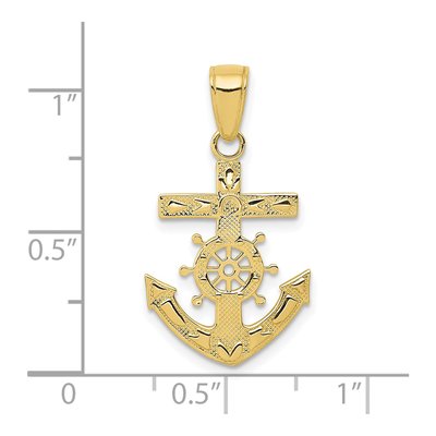 10K Yellow Gold Mariners Cross Anchor Pendant – view 4