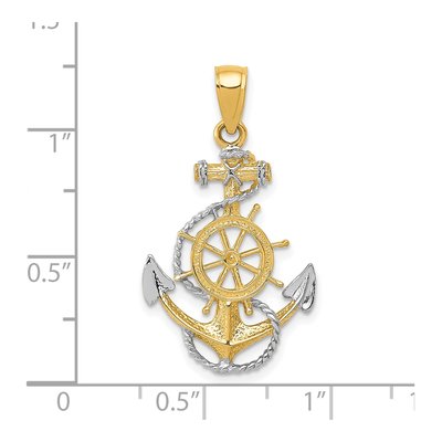10K Yellow Gold Anchor Ship's Wheel Pendant – view 5