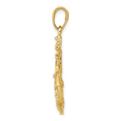 10K Yellow Gold Anchor & Ship's Wheel Pendant – view 3