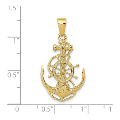 10K Yellow Gold Anchor & Ship's Wheel Pendant – view 5