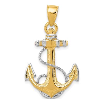 10K Yellow Gold Anchor Rope Pendant