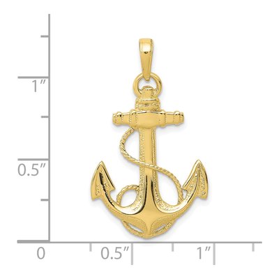 10K Yellow Gold Anchor Pendant – view 5