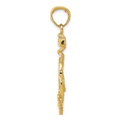 10K Yellow Gold Anchor Ship's Wheel Pendant – view 4