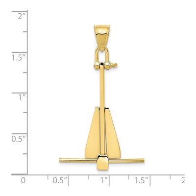 10K Yellow Gold 3D Anchor Pendant – view 4