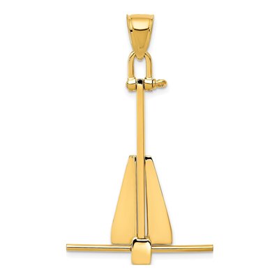 10K Yellow Gold 3D Anchor Pendant
