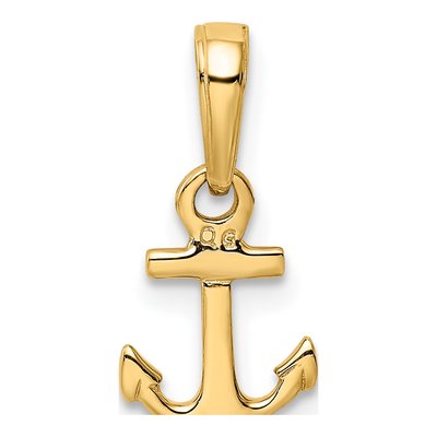 10K Yellow Gold Mini Anchor Pendant – view 4