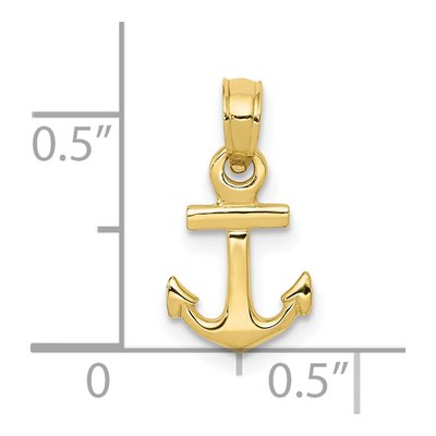 10K Yellow Gold Mini Anchor Pendant – view 5