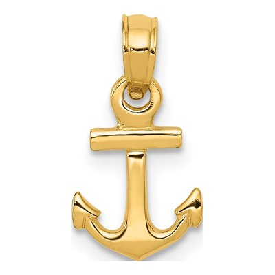 10K Yellow Gold Mini Anchor Pendant