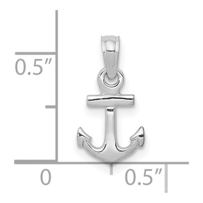 10K White Gold Mini Anchor Pendant – view 2