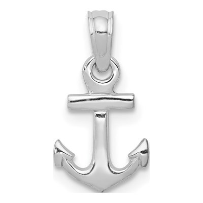 10K White Gold Mini Anchor Pendant