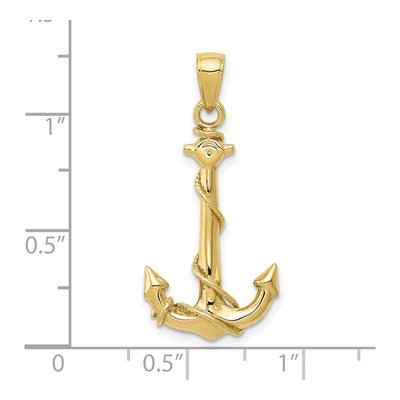 10K Yellow Gold Anchor Pendant – view 4