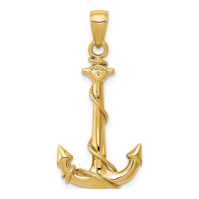 10K Yellow Gold Anchor Pendant