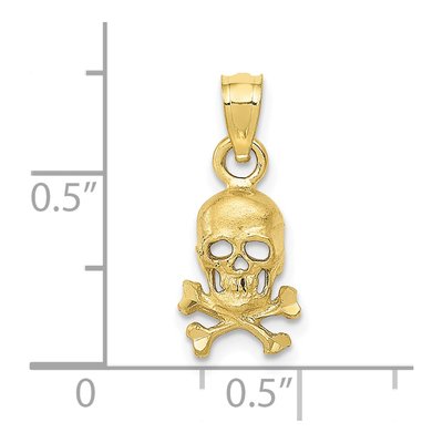 10K Yellow Gold Skull Crossbones Pendant – view 4