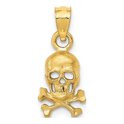 10K Yellow Gold Skull Crossbones Pendant