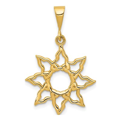10K Yellow Gold Cut-Out Sun Pendant