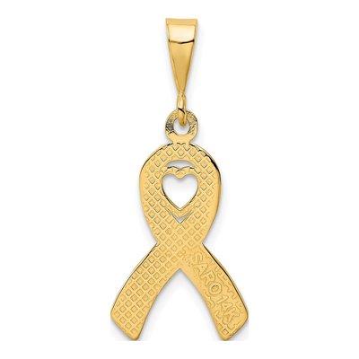 10K Yellow Gold Heart Awareness Ribbon Pendant – view 5