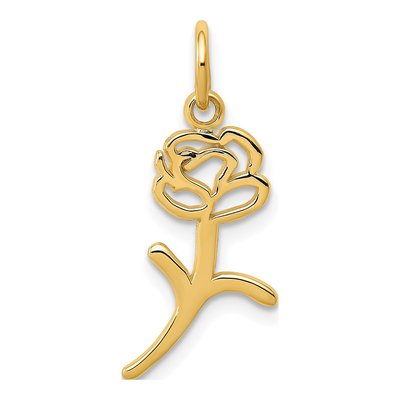 10K Yellow Gold Rose Charm Pendant