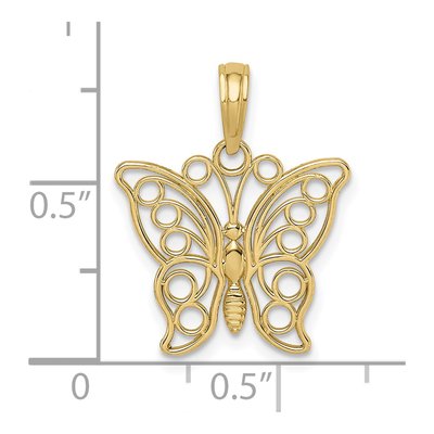 10K Yellow Gold Filigree Butterfly Charm – view 4