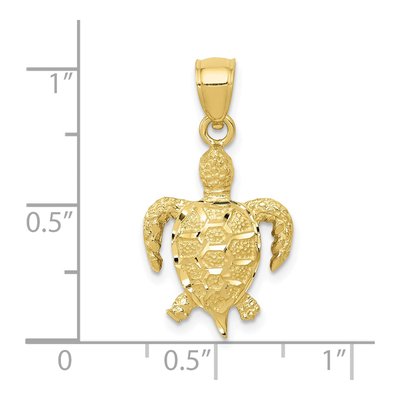 10K Yellow Gold Sea Turtle Pendant – view 4