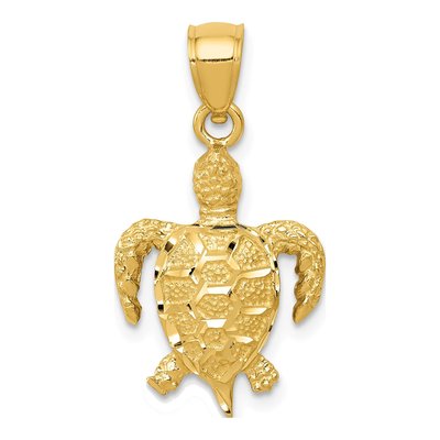 10K Yellow Gold Sea Turtle Pendant