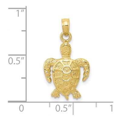 10K Yellow Gold Sea Turtle Pendant – view 4