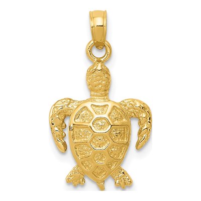 10K Yellow Gold Sea Turtle Pendant