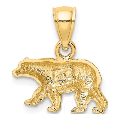 10K Yellow Gold Diamond-Cut Bear Pendant – view 5