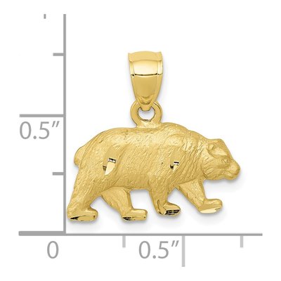 10K Yellow Gold Diamond-Cut Bear Pendant – view 4