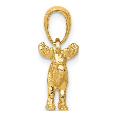 10K Yellow Gold 3-D Moose Pendant – view 3