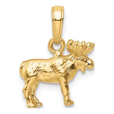 10K Yellow Gold 3-D Moose Pendant – view 5