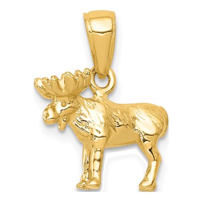 10K Yellow Gold 3-D Moose Pendant