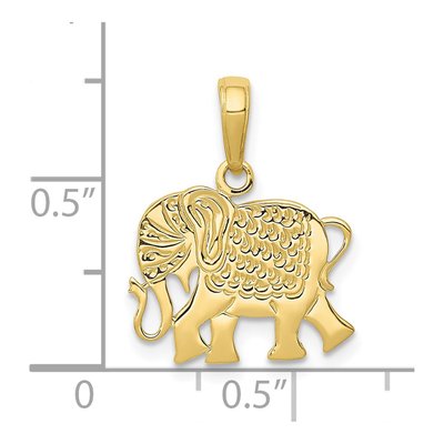 10K Yellow Gold Textured Elephant Pendant – view 4
