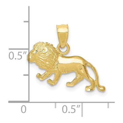 10K Yellow Gold Diamond-Cut Lion Pendant – view 4