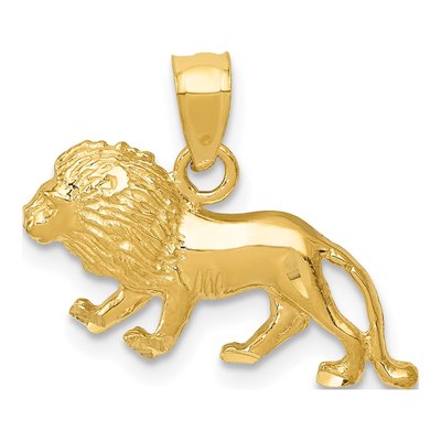 10K Yellow Gold Diamond-Cut Lion Pendant