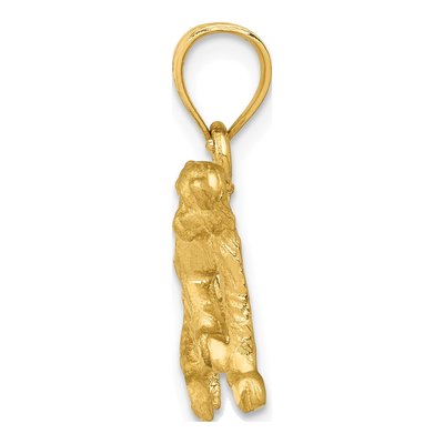 10K Yellow Gold Diamond-Cut Monkey Pendant – view 3