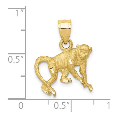 10K Yellow Gold Diamond-Cut Monkey Pendant – view 4