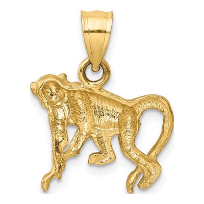 10K Yellow Gold Diamond-Cut Monkey Pendant – view 5